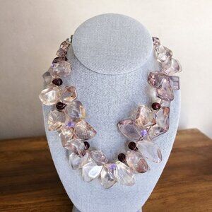 Vintage Lavender Lucite Nugget Statement Choker Necklace Purple Toggle 21 inches